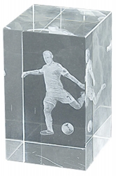2100-01 Fútbol Trofeo CUBO CRISTAL 8CM